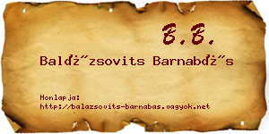 Balázsovits Barnabás névjegykártya